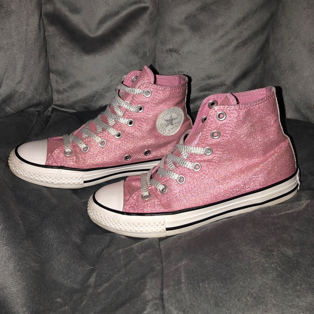 Girls pink glitter converse